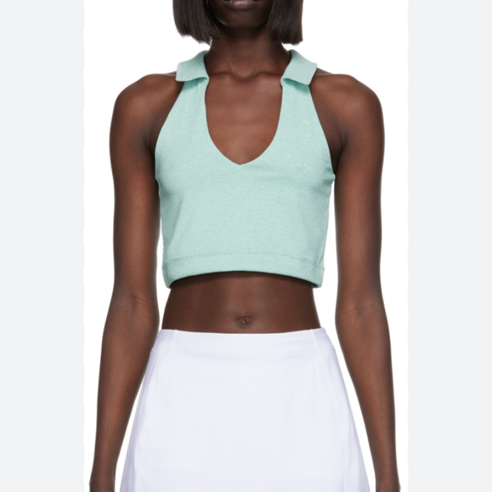 Outdoor voices warmup collared crop top